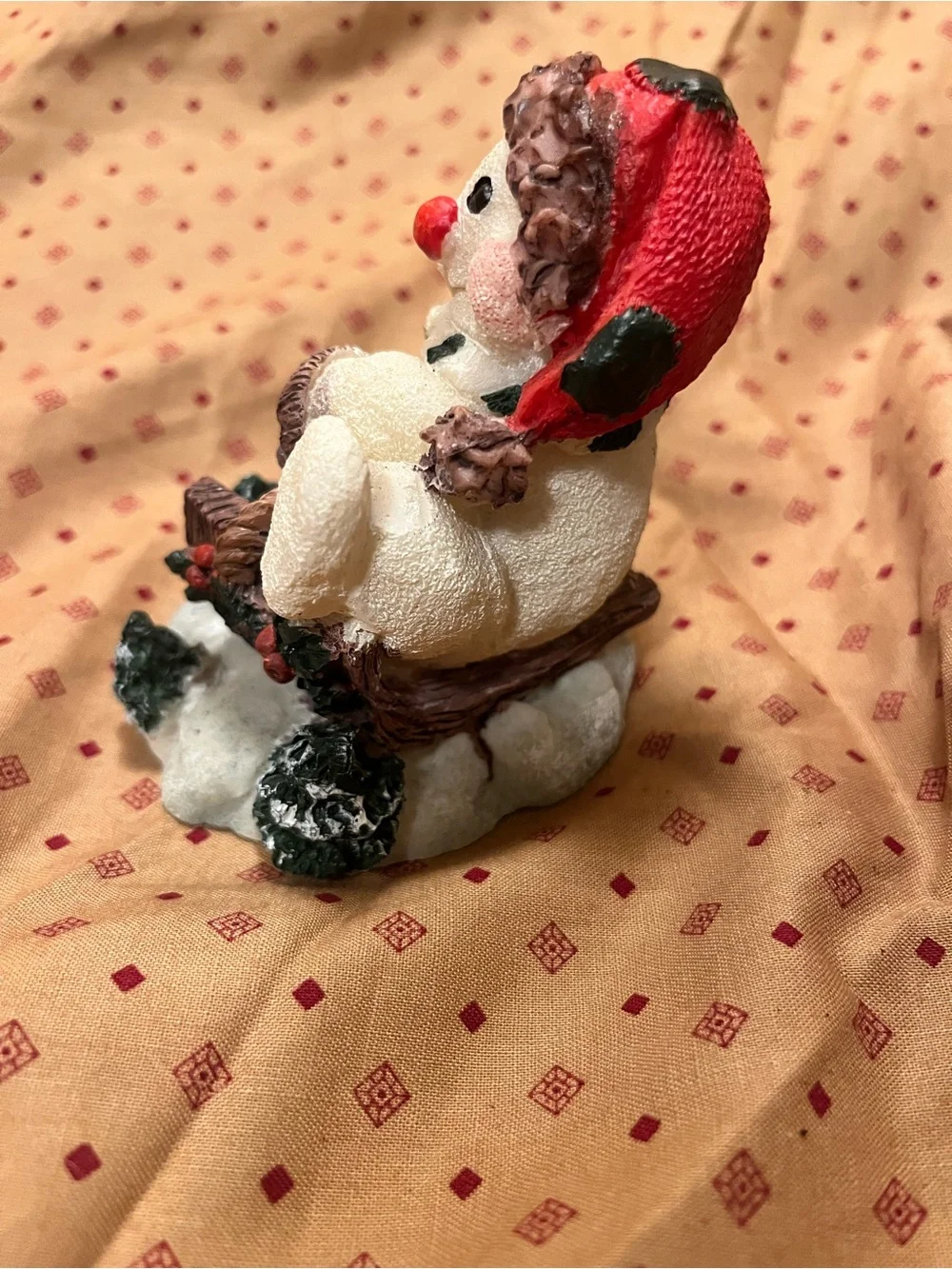 Windsor Cream Snowman Figurine with Purple Accents - Home Holiday Decor 1994